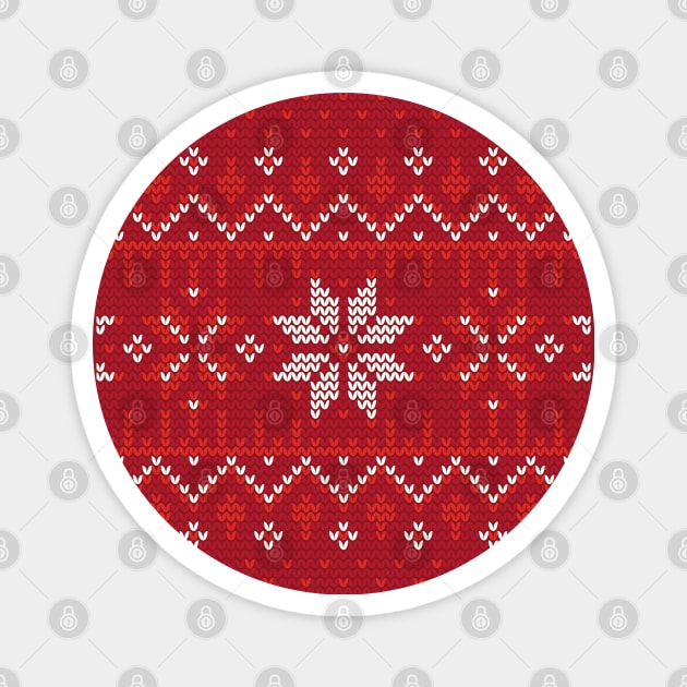 Knitting Xmas Red Flake Magnet by SpilloDesign